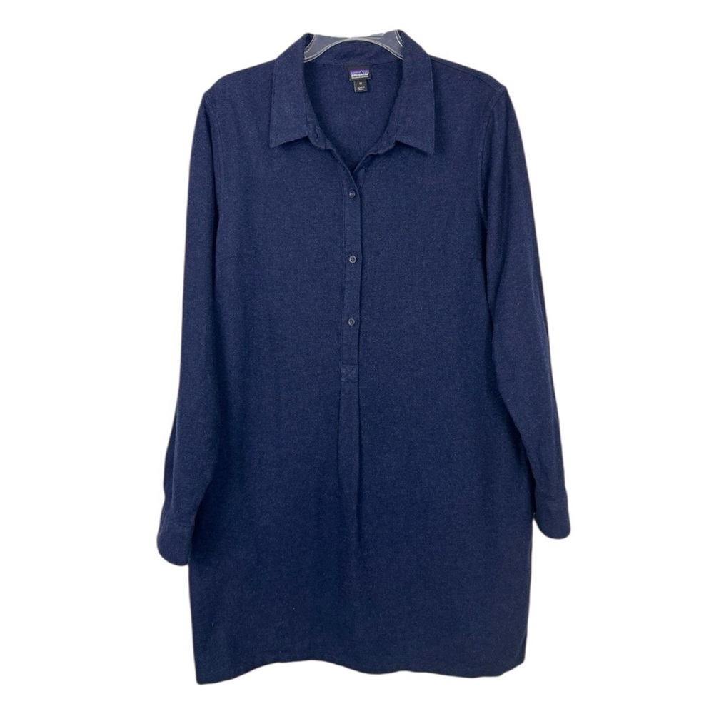Patagonia | Navy Blue Flannel Shirt Dress With Pockets Size Medium